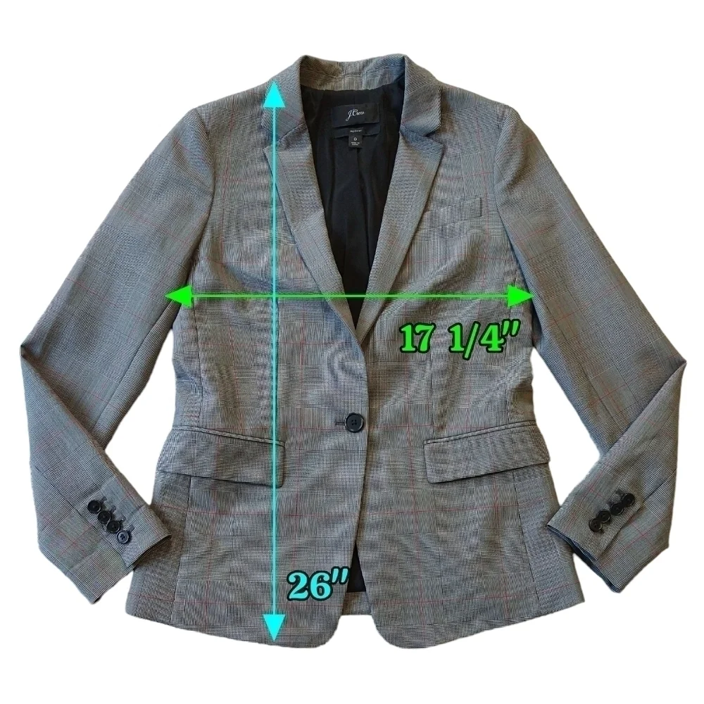J. Crew Regent Wool Blend Gray Glen Plaid Blazer Mini-Houndstooth Preppy K3781